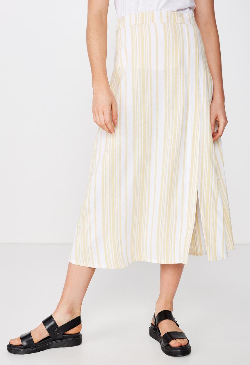 Cotton On - Woven whitney midi skirt - yellow & white 