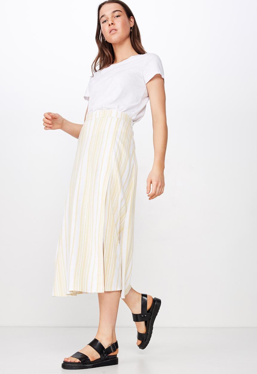 Cotton On - Woven whitney midi skirt - yellow & white 