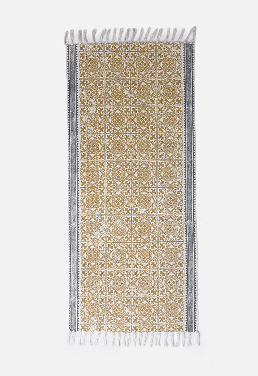 Sixth Floor - Bashira printed runner - grey & mustard