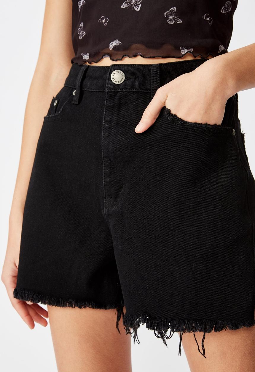 Factorie - Boyfriend denim shorts - black