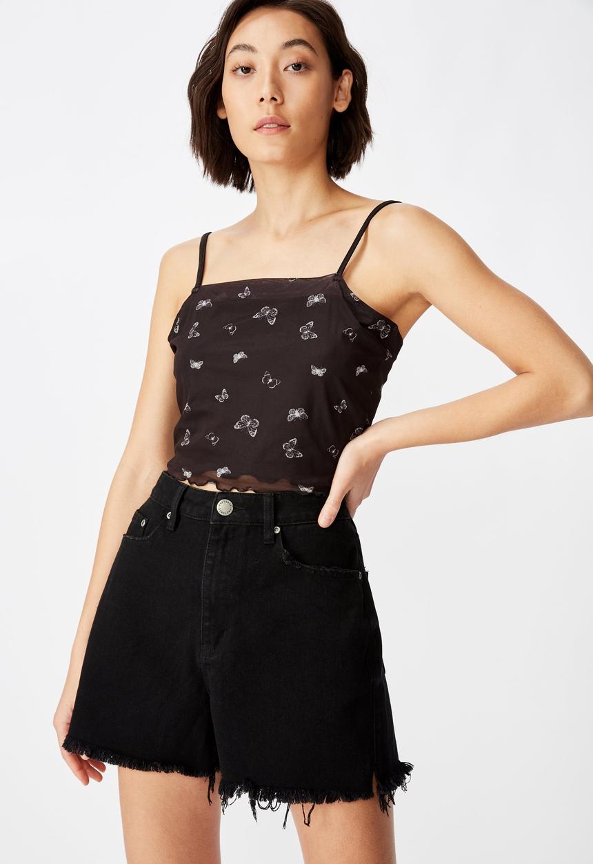 Factorie - Boyfriend denim shorts - black