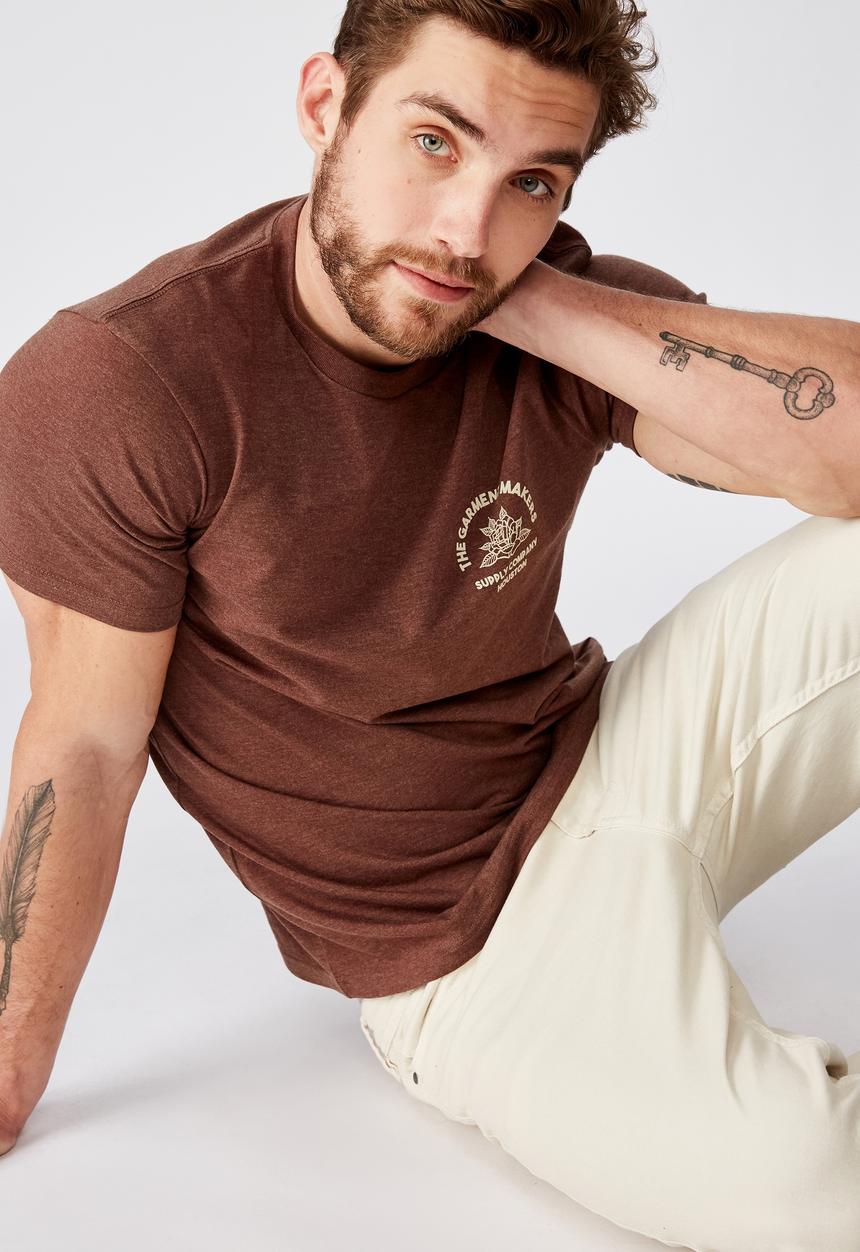 Cotton On - The garment makers Tbar moto T-shirt - brown