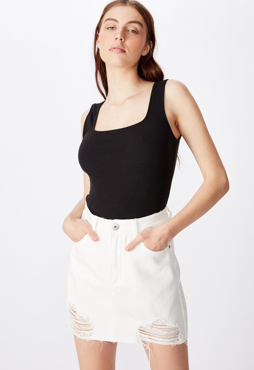 Factorie - Classic denim skirt - white 