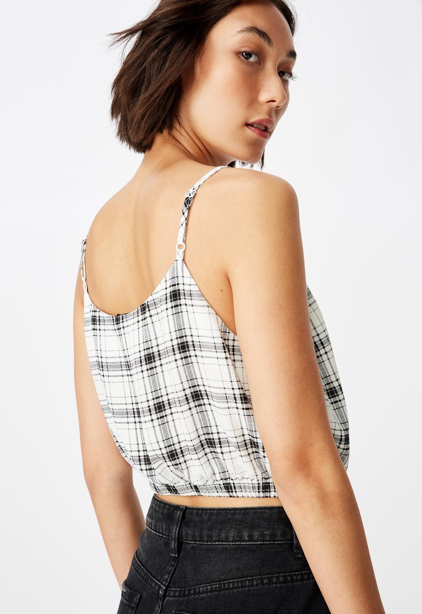 Factorie - Crop cami top - black & white