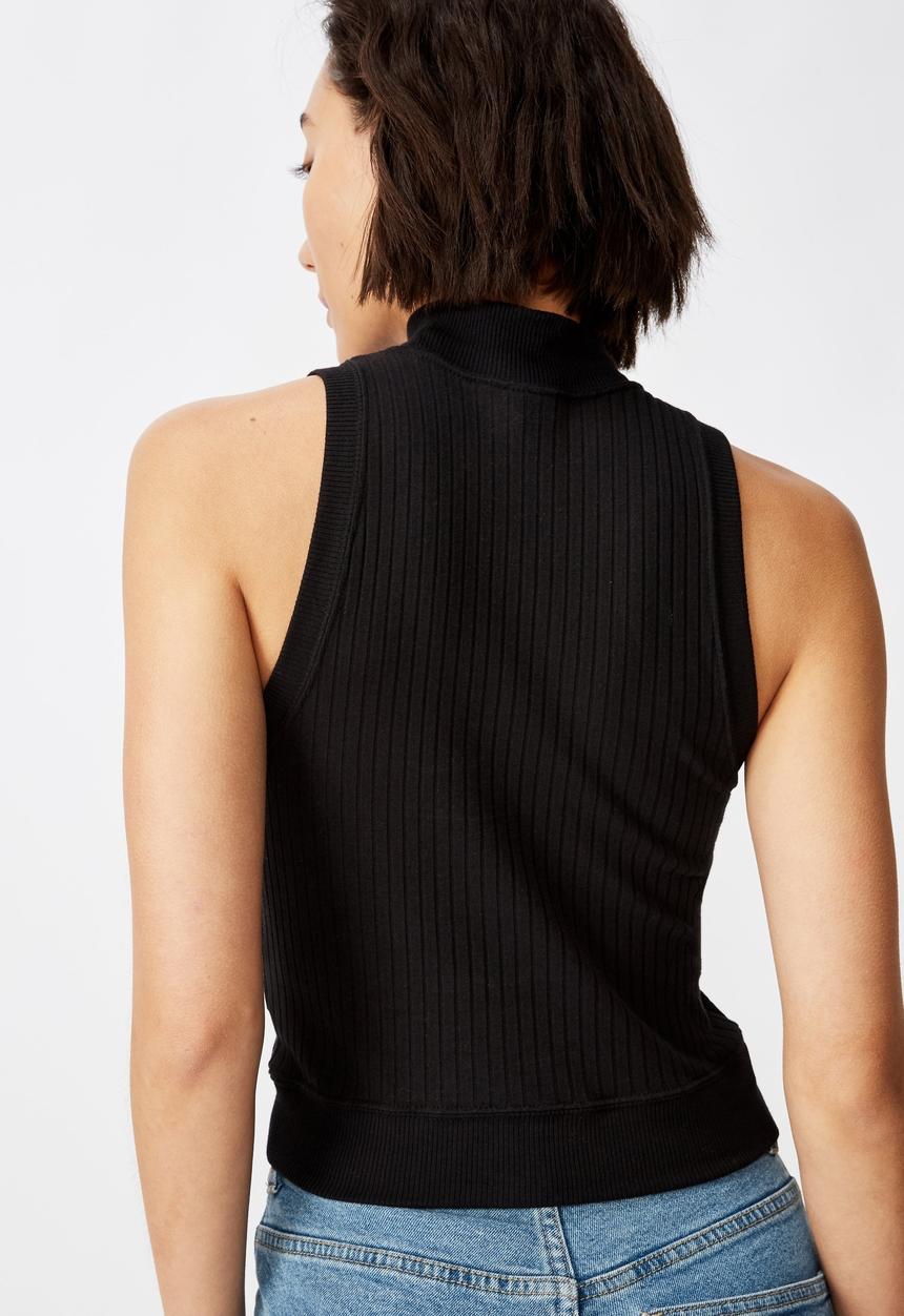 Factorie - Funnel neck tank top - black