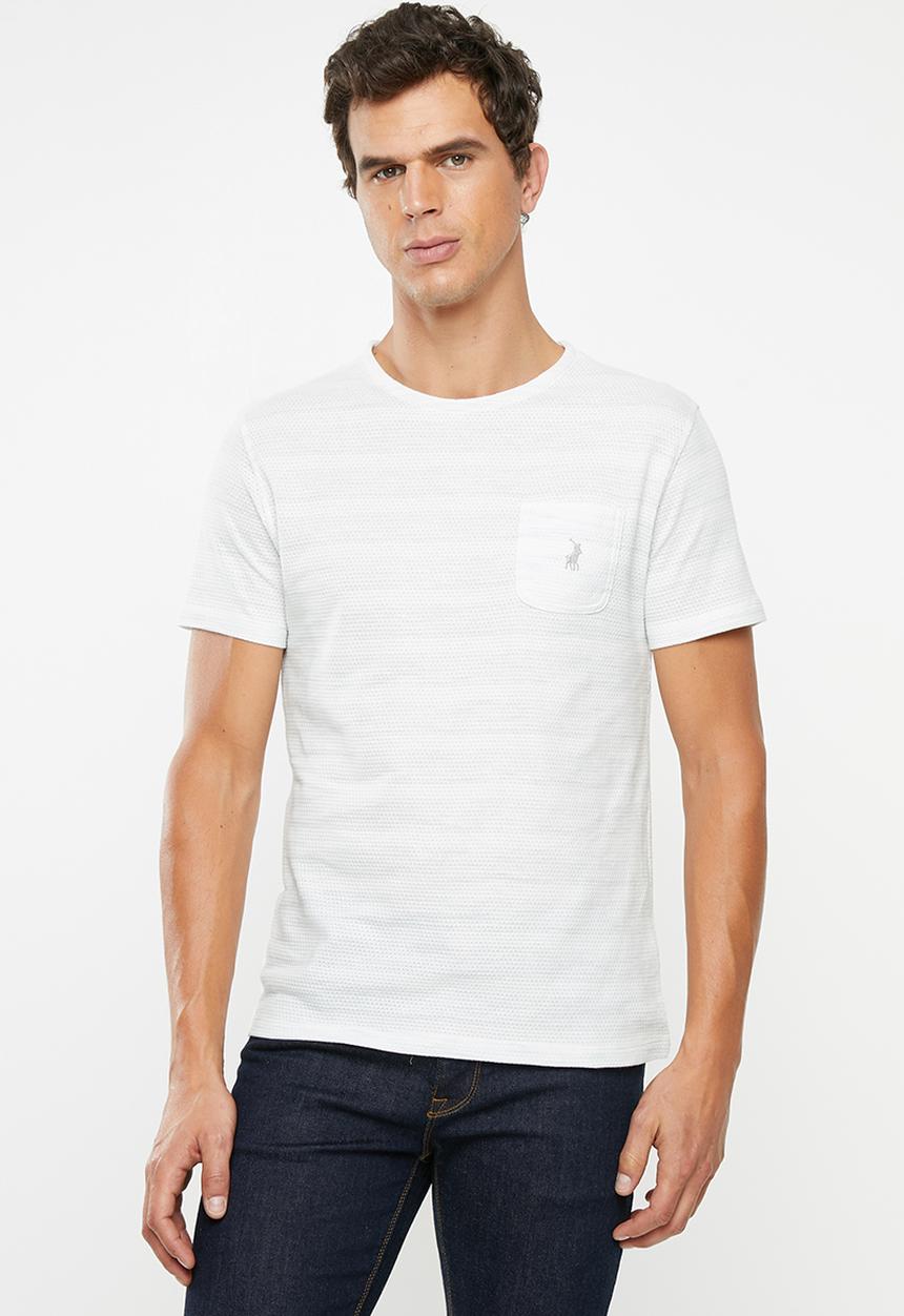 POLO - Ronny short sleeve waffle stripe tee - off white