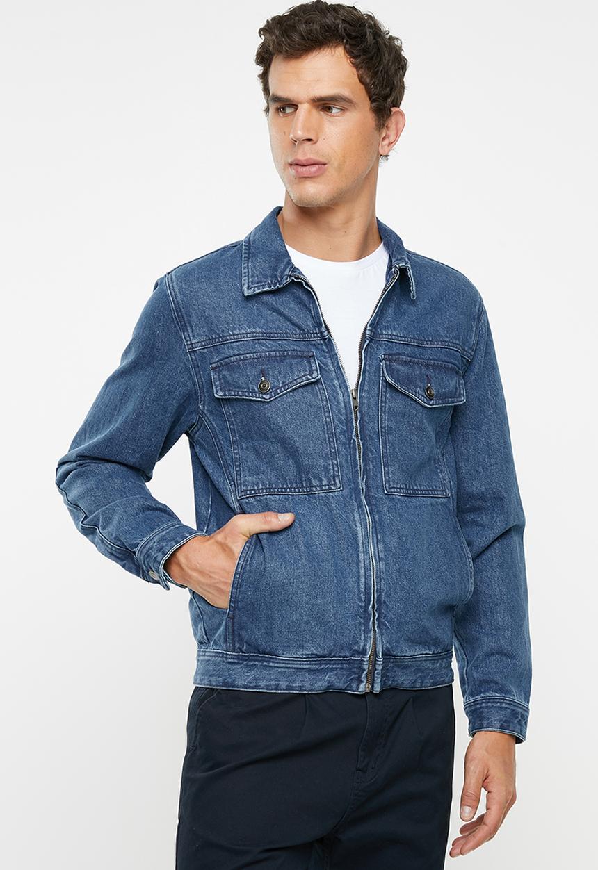 Superbalist - Zip through denim trucker jacket - blue