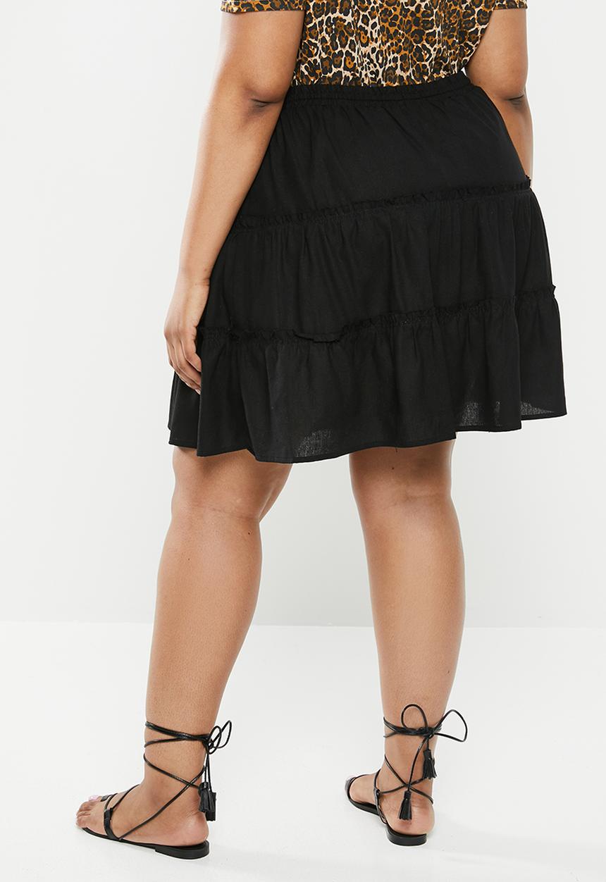 Cotton On - Curve woven chloe mini skirt - black