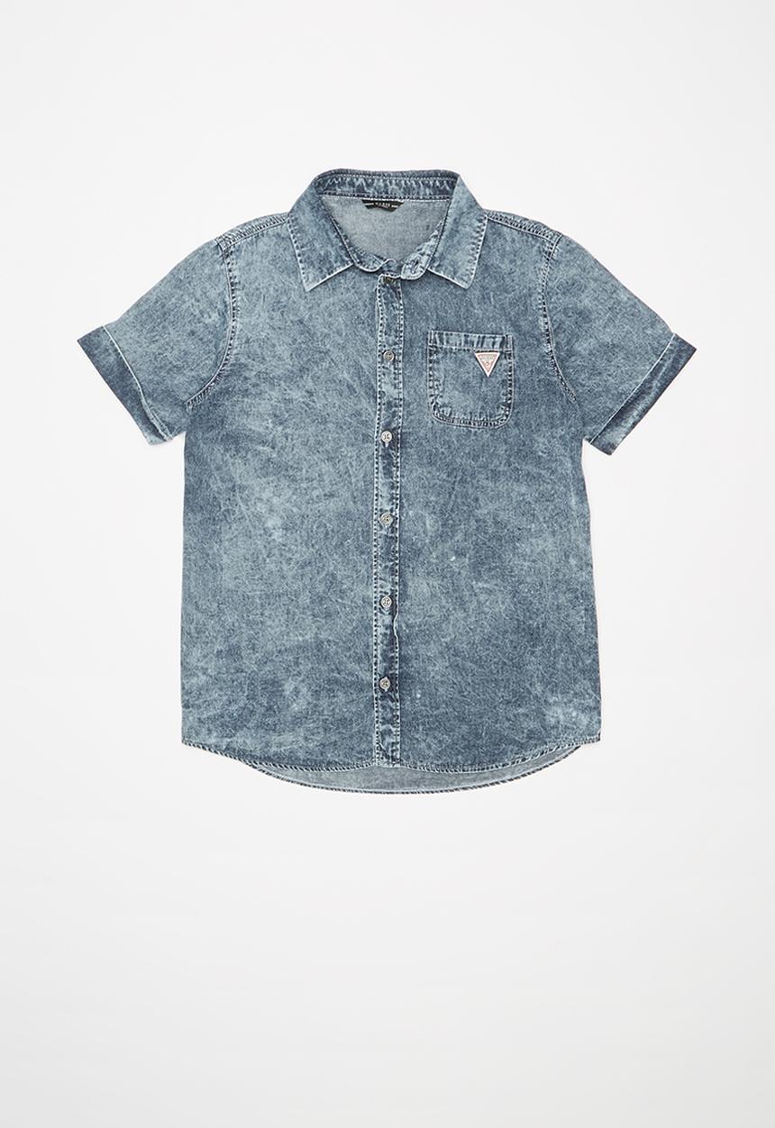 GUESS - Short sleeve denim shirt - blue