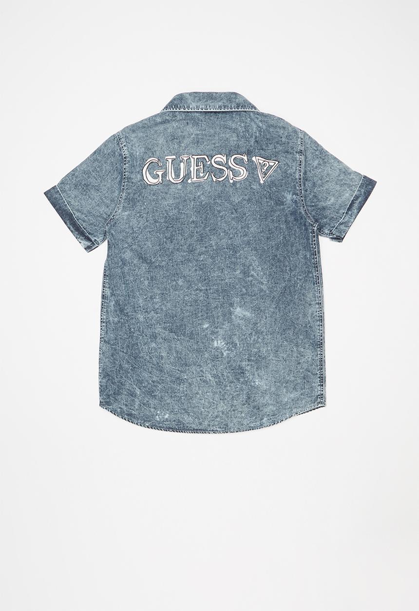 GUESS - Short sleeve denim shirt - blue