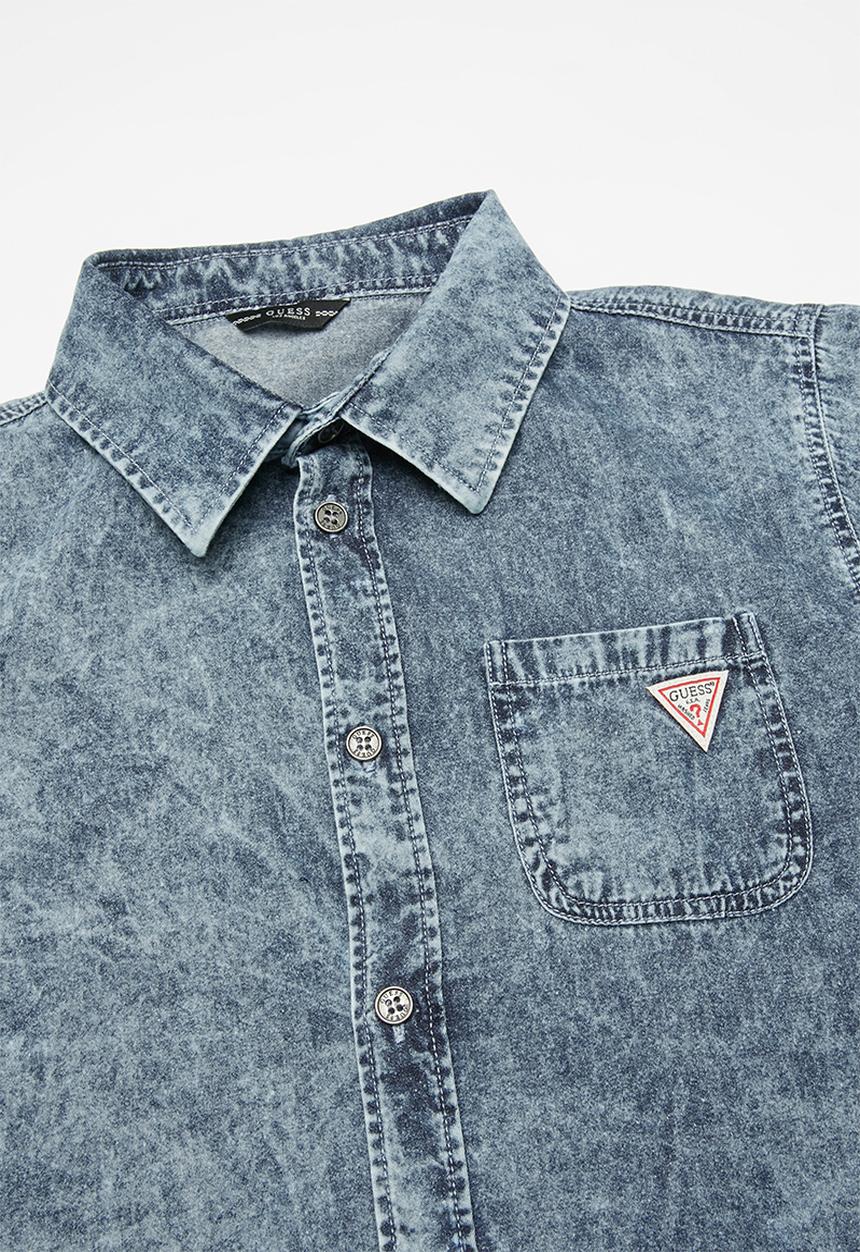 GUESS - Short sleeve denim shirt - blue