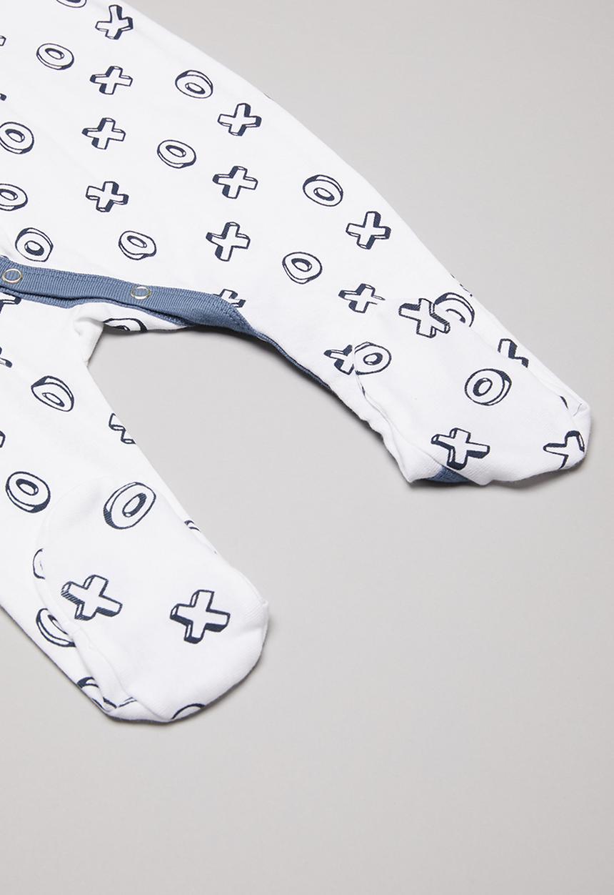 Pop Candy - X's & o's printed sleepsuit - white & navy
