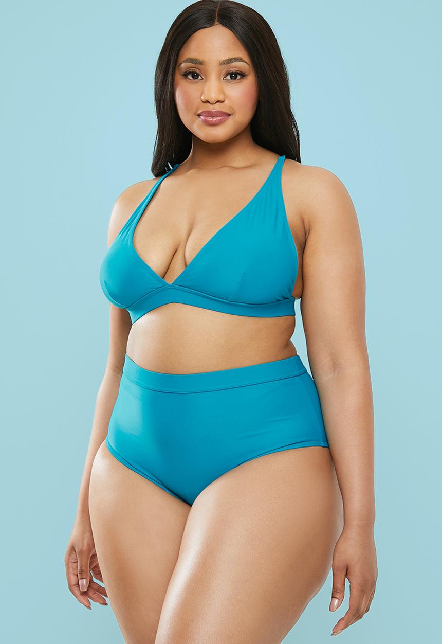 Superbalist - Plus High waist banded bikini bottom - blue
