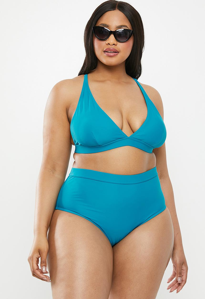 Superbalist - Plus High waist banded bikini bottom - blue