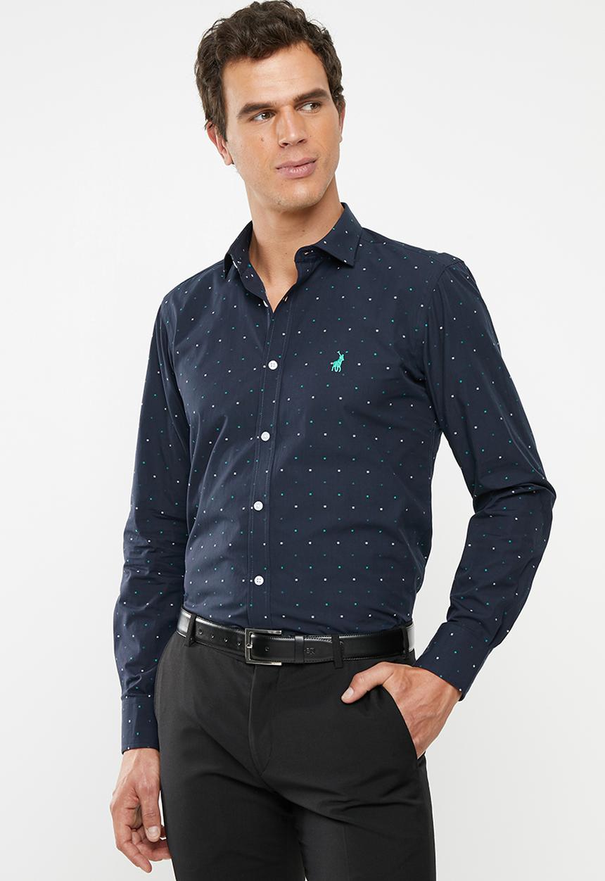 POLO - Miles clip dobby signature shirt - navy