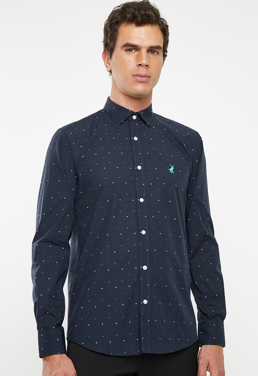 POLO - Miles clip dobby signature shirt - navy