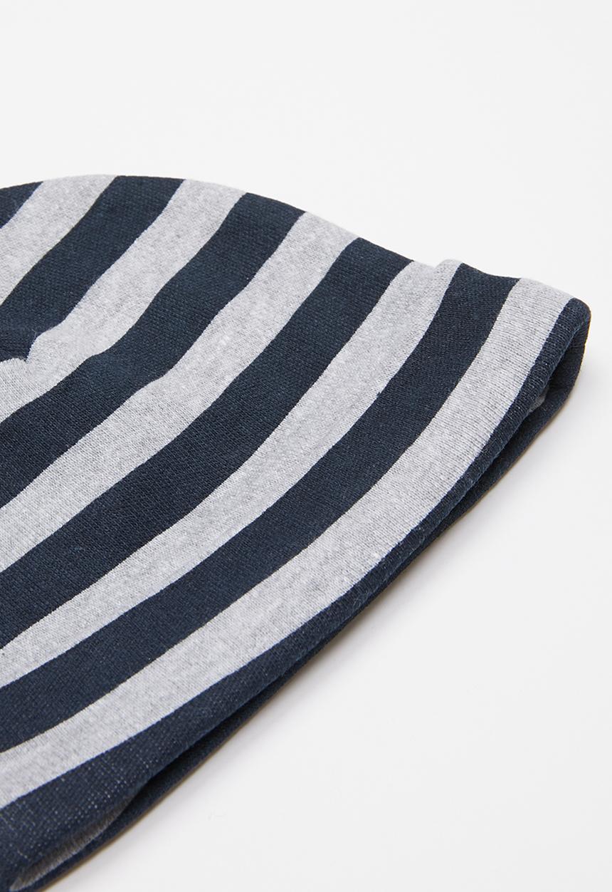 Pop Candy - Stripes 2 pack beanie - navy & grey 