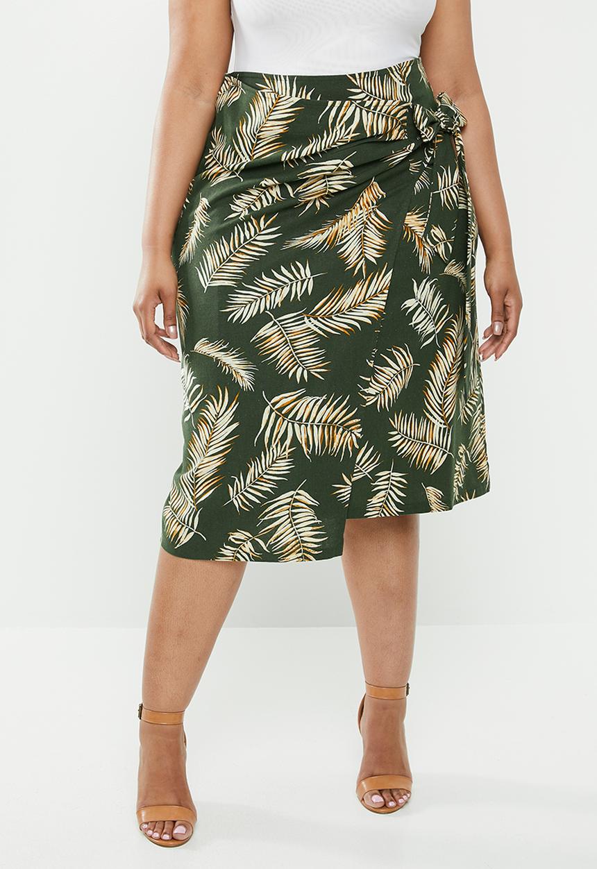 edit Plus - Linen wrap skirt - khaki