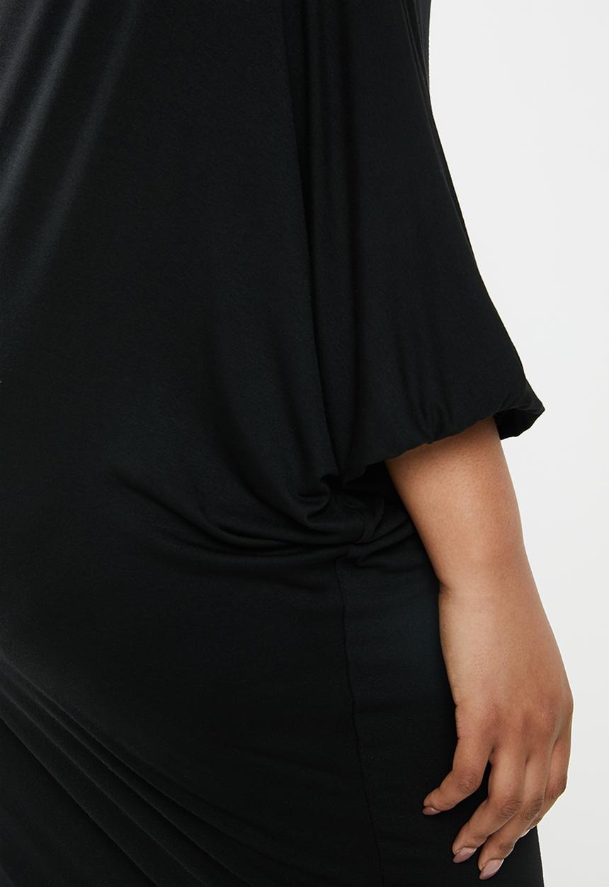edit Plus - One shoulder asymmetrical dress - black