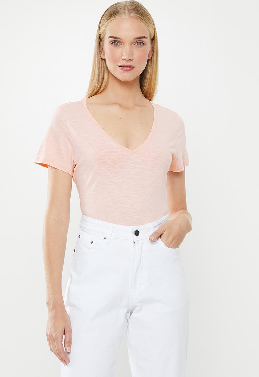 Cotton On - The deep v short sleeve top - pink