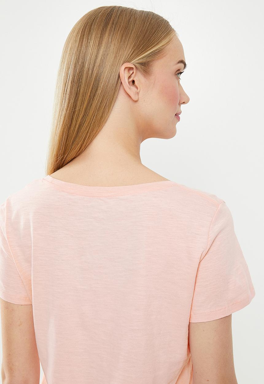 Cotton On - The deep v short sleeve top - pink
