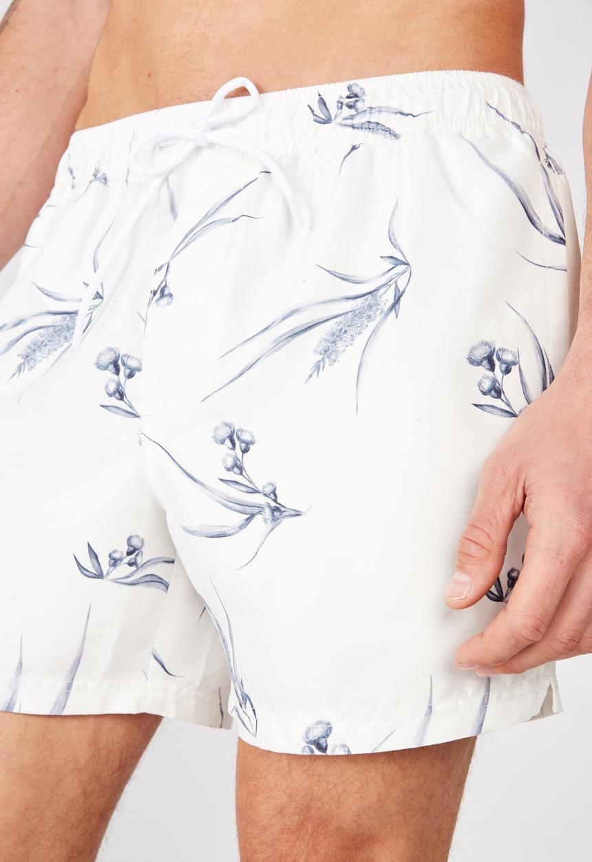 Cotton On - Floral swim short - white