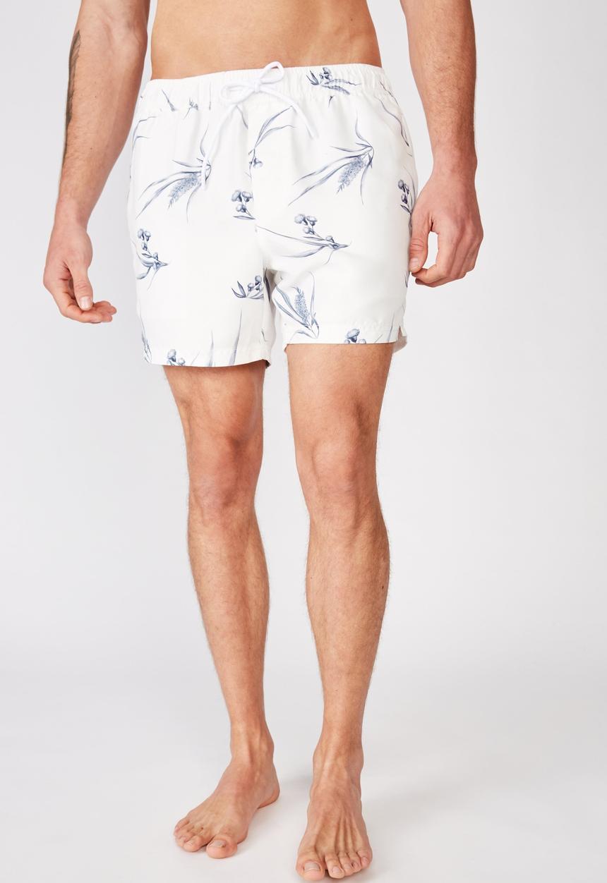Cotton On - Floral swim short - white