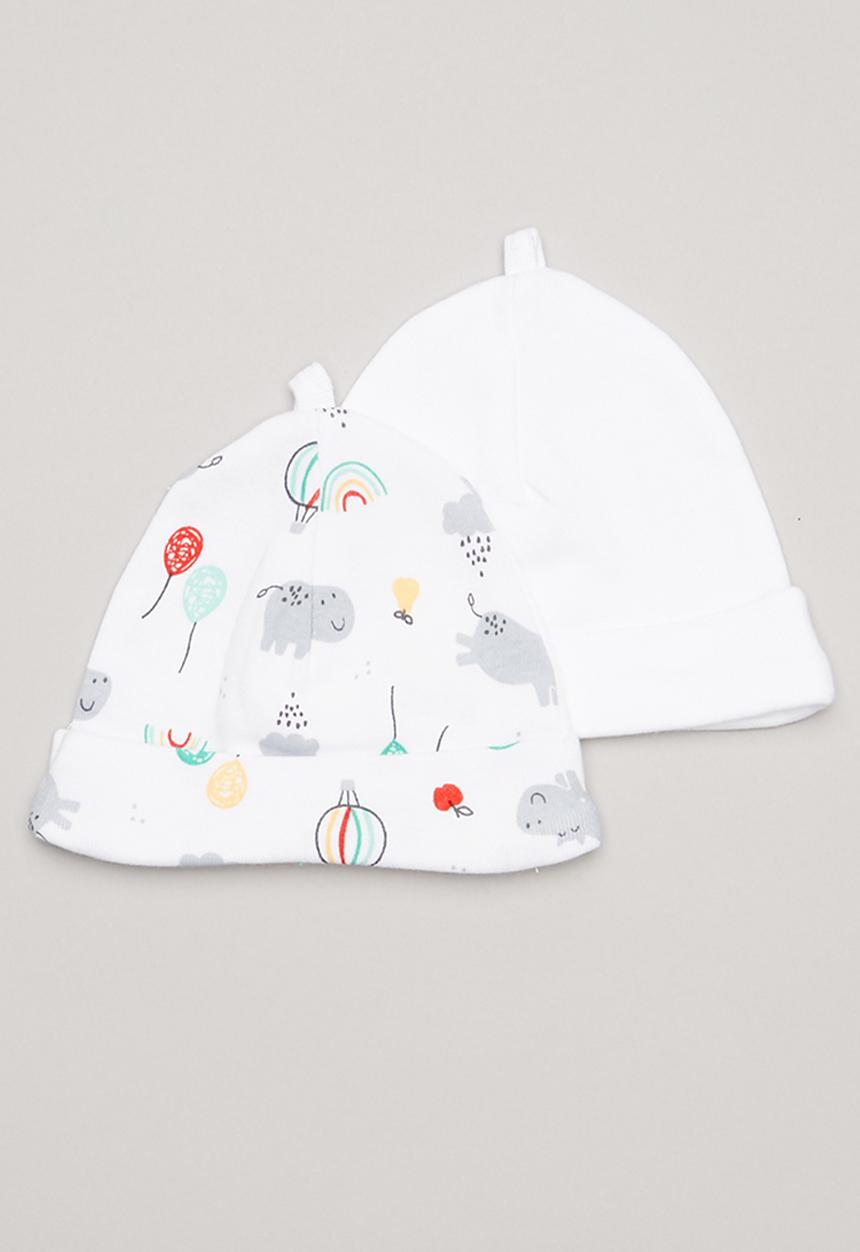 Pop Candy - Hippo & balloons 2 pack beanie - white