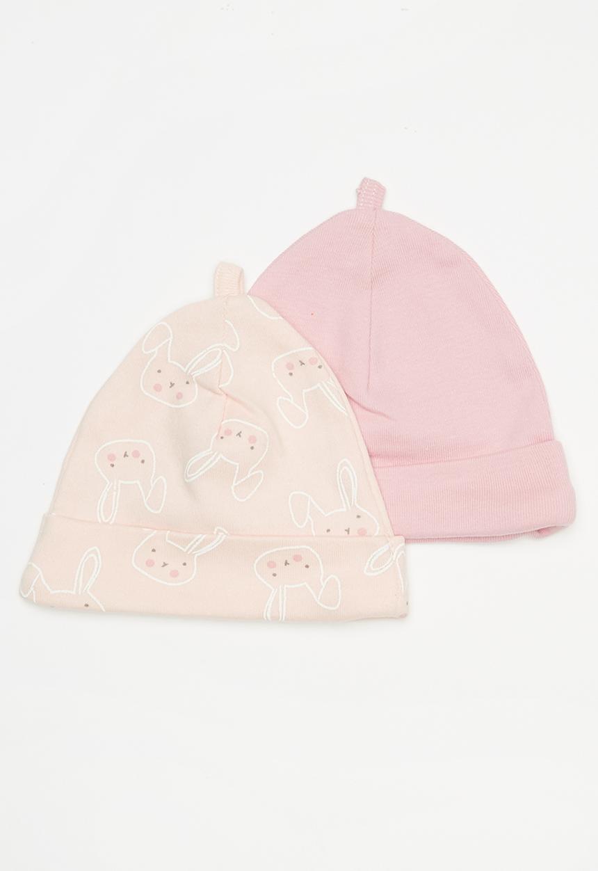 Pop Candy - Bunny print 2 pack beanie - pink