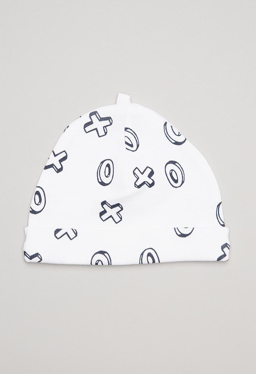 Pop Candy - X's & o's printed 2 pack beanie - white & navy