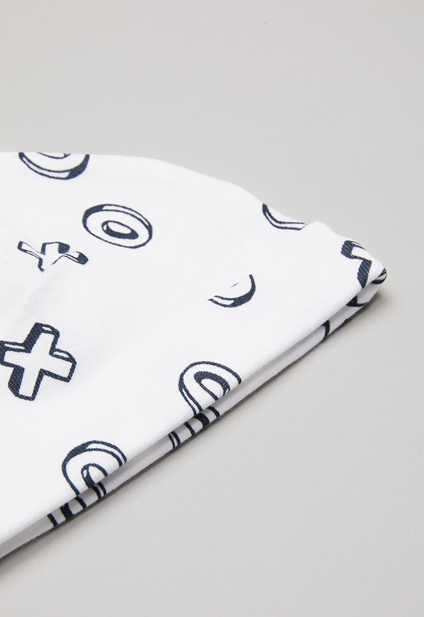 Pop Candy - X's & o's printed 2 pack beanie - white & navy