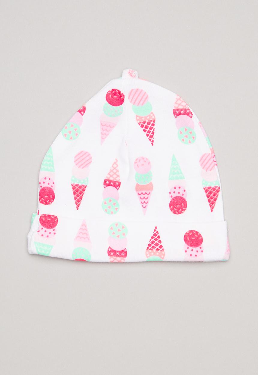 Pop Candy - Ice-cream print 2 pack beanie - pink & white