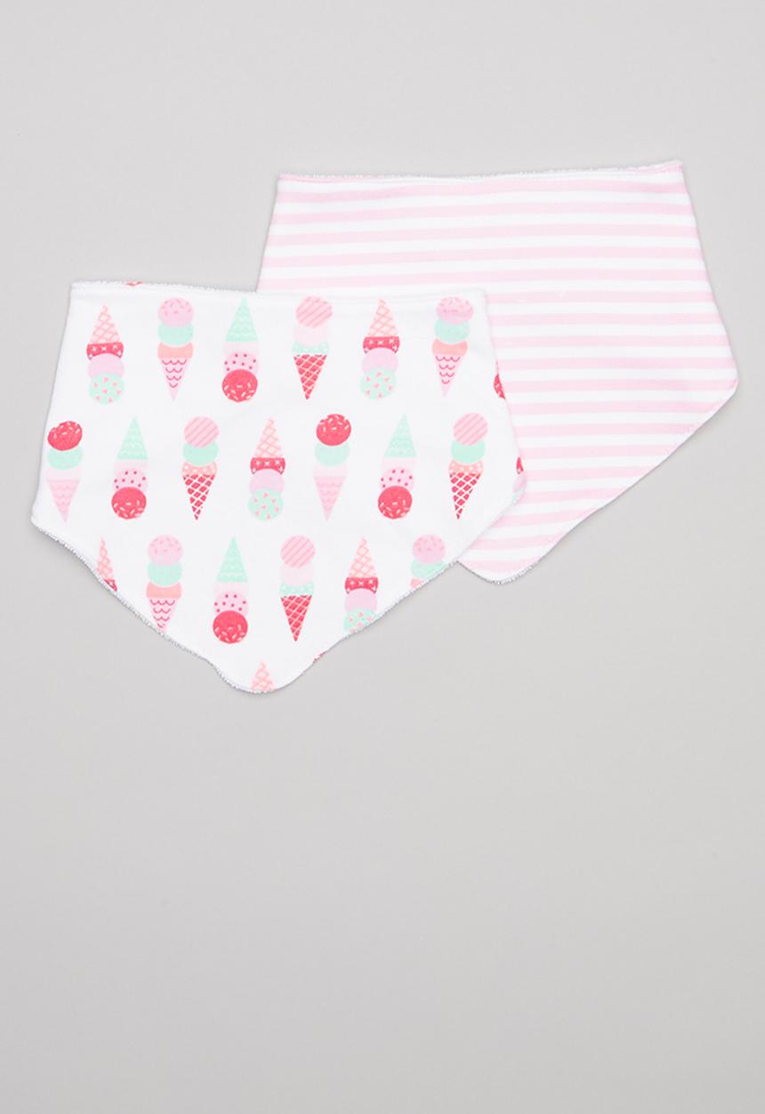 Pop Candy - Ice-cream print 2 pack bib - pink & white