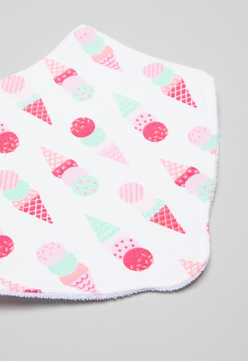 Pop Candy - Ice-cream print 2 pack bib - pink & white