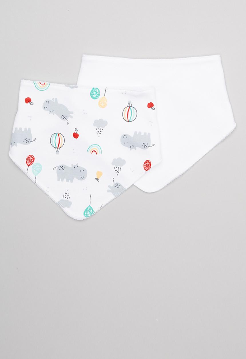 Pop Candy - Hippo & balloons 2 pack bib - white