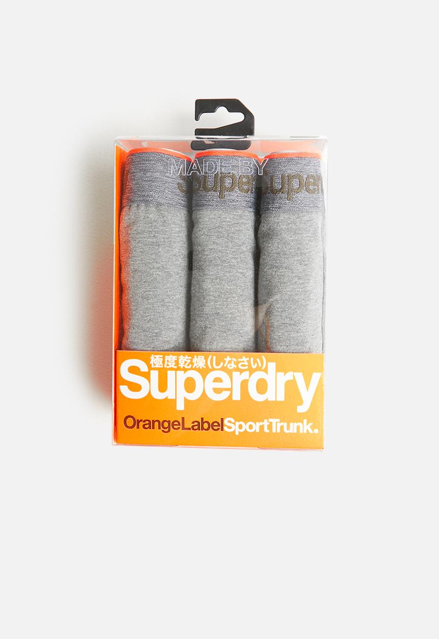 Superdry. - Orange label sport 3 pack trunks - grey 