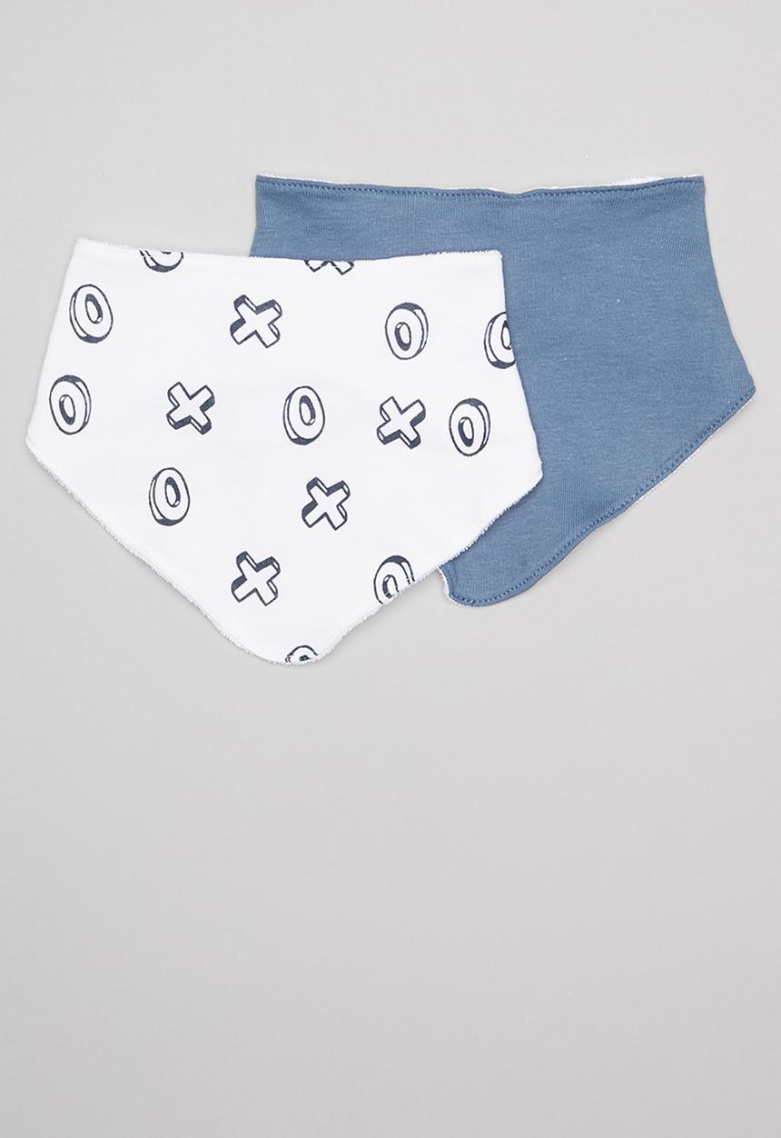 Pop Candy - X's & o's printed 2 pack bib - white & navy