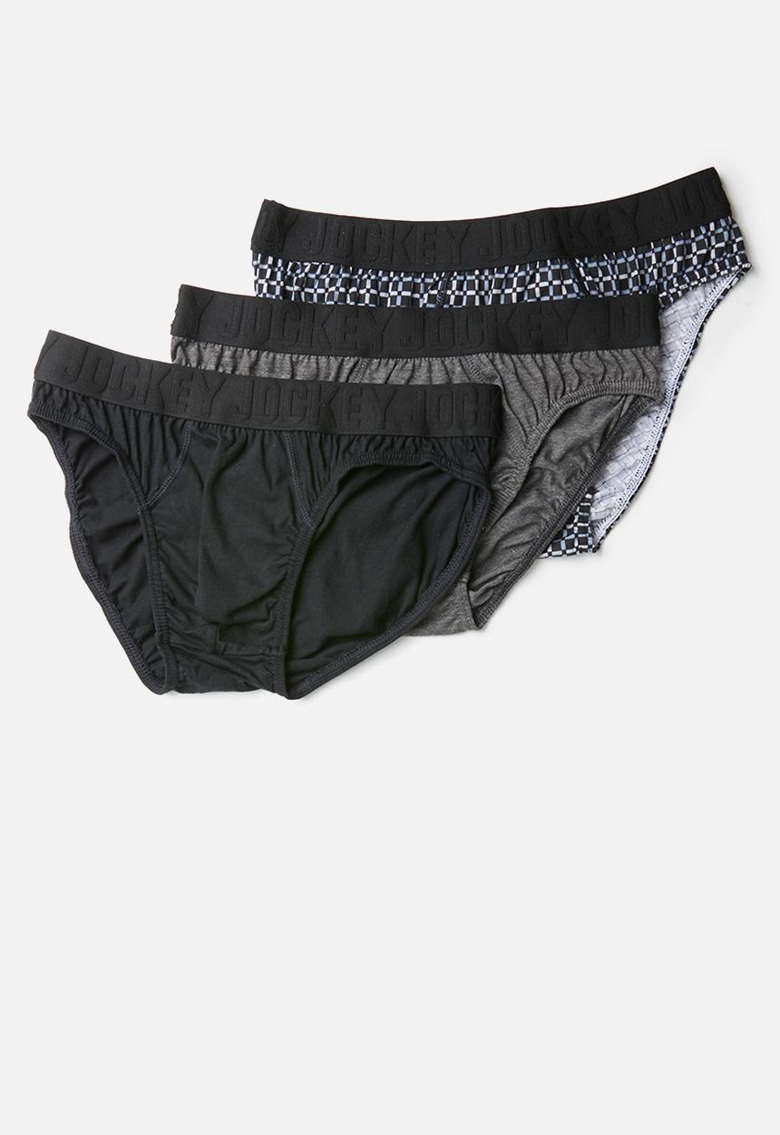 Jockey - Fashion 3 pack briefs - black & grey