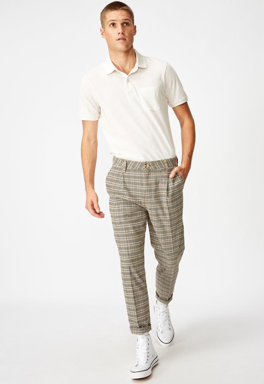 Cotton On - Mini check oxford trouser - brown