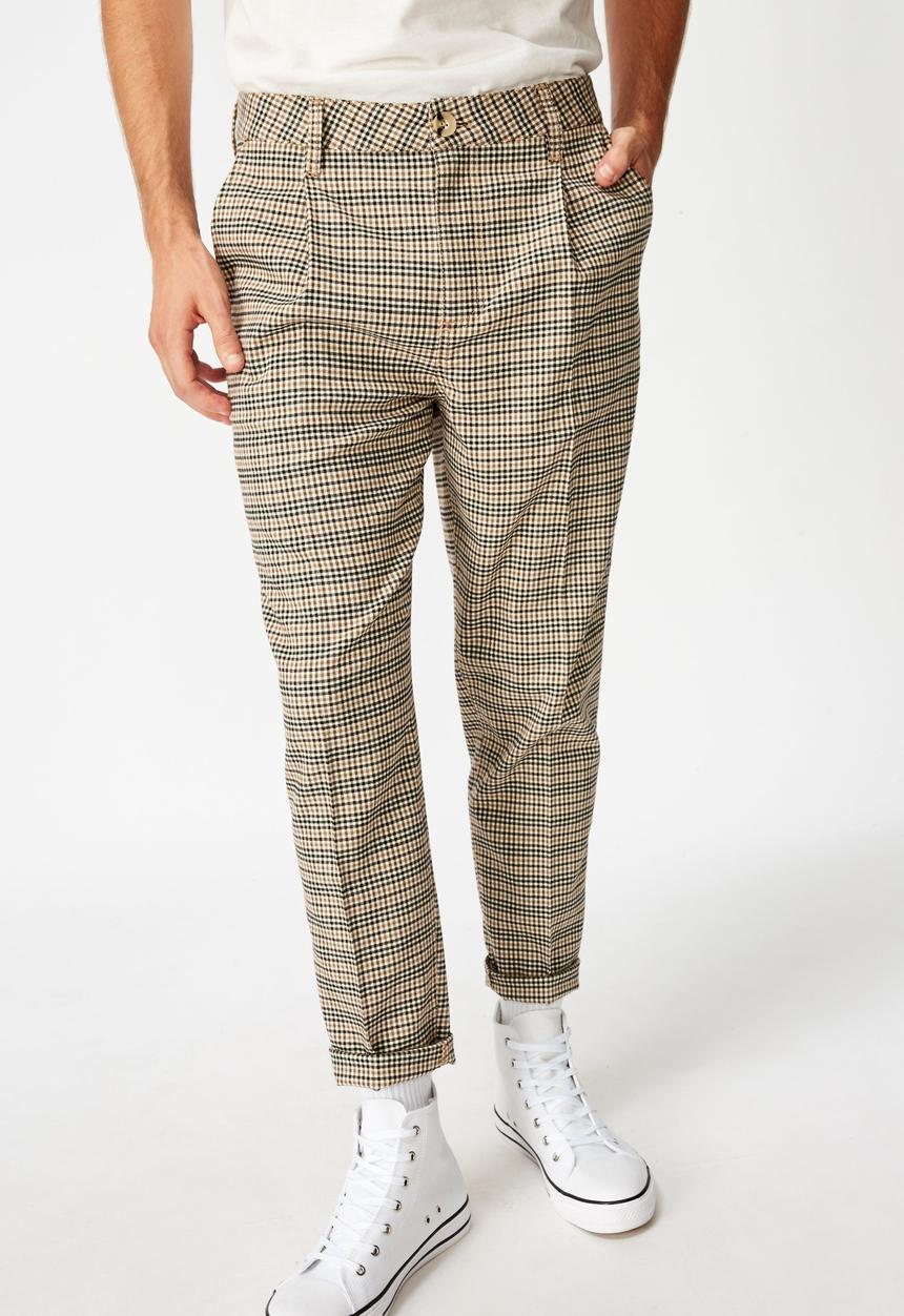 Cotton On - Mini check oxford trouser - brown