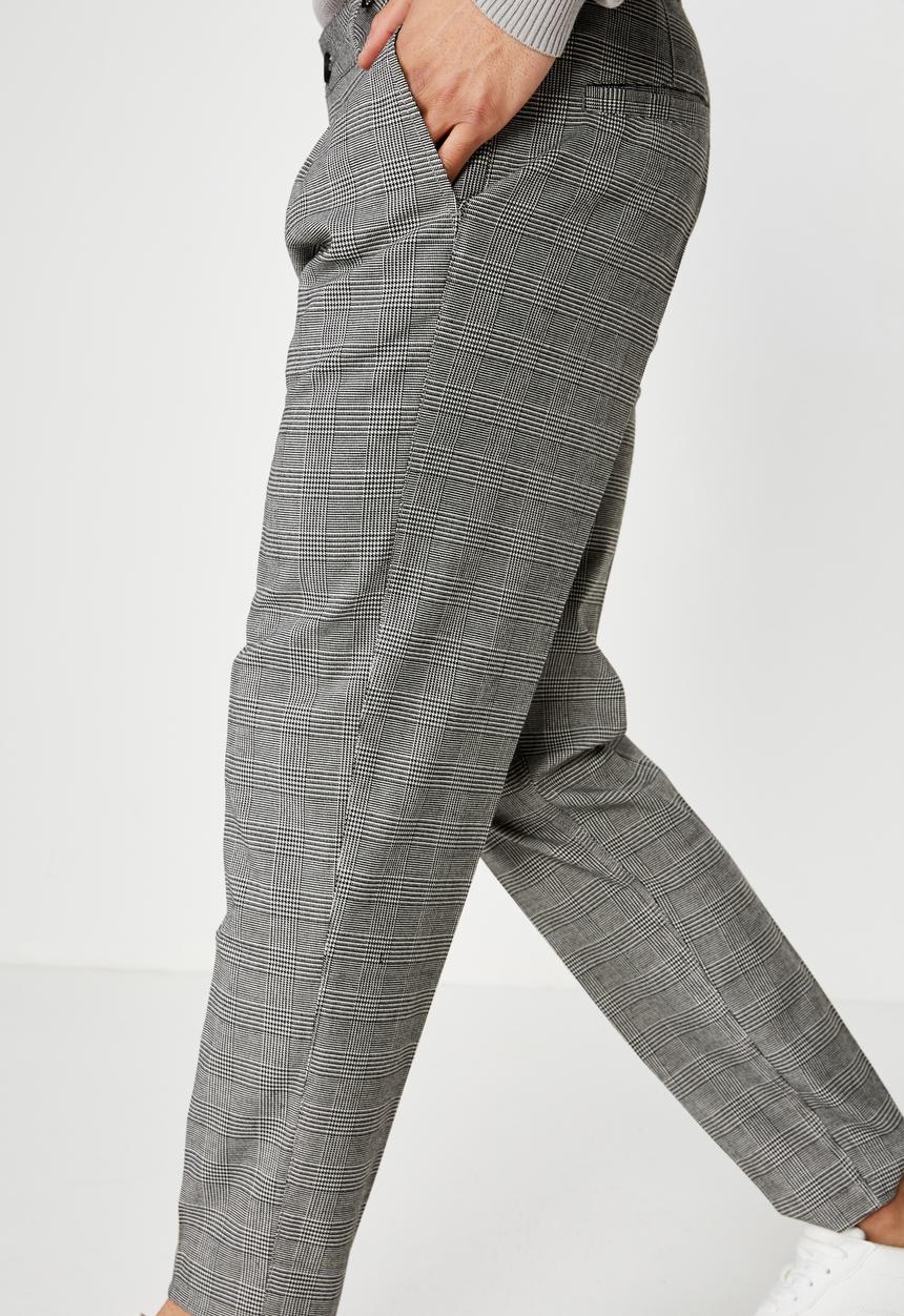 Cotton On - Prince of wales  oxford trouser - black