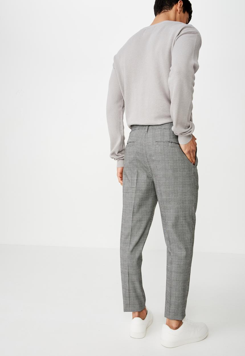 Cotton On - Prince of wales  oxford trouser - black
