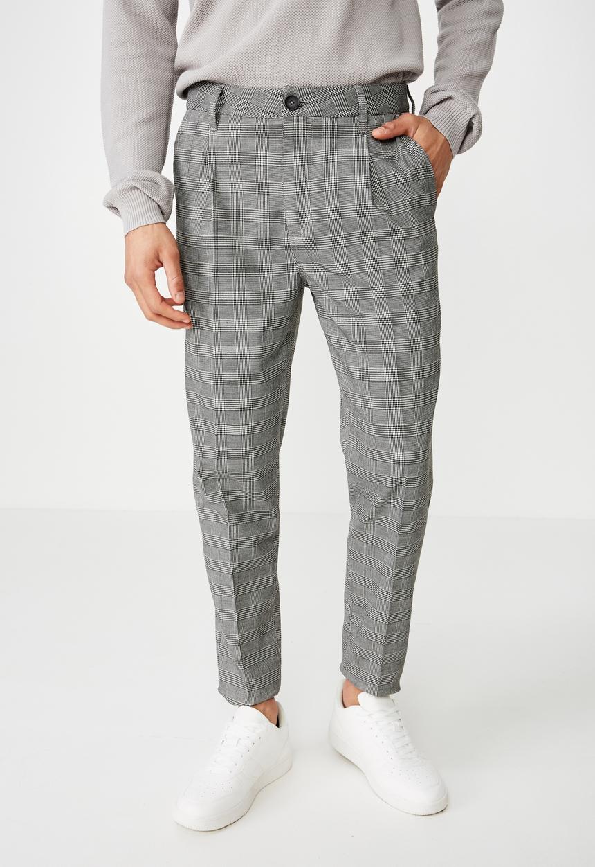 Cotton On - Prince of wales  oxford trouser - black