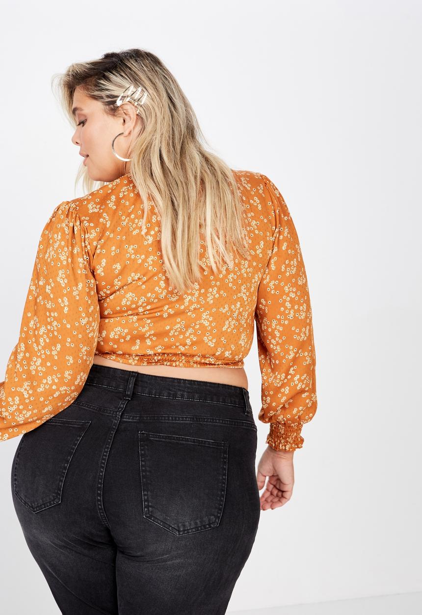 Cotton On - Curve wrap blouse - orange