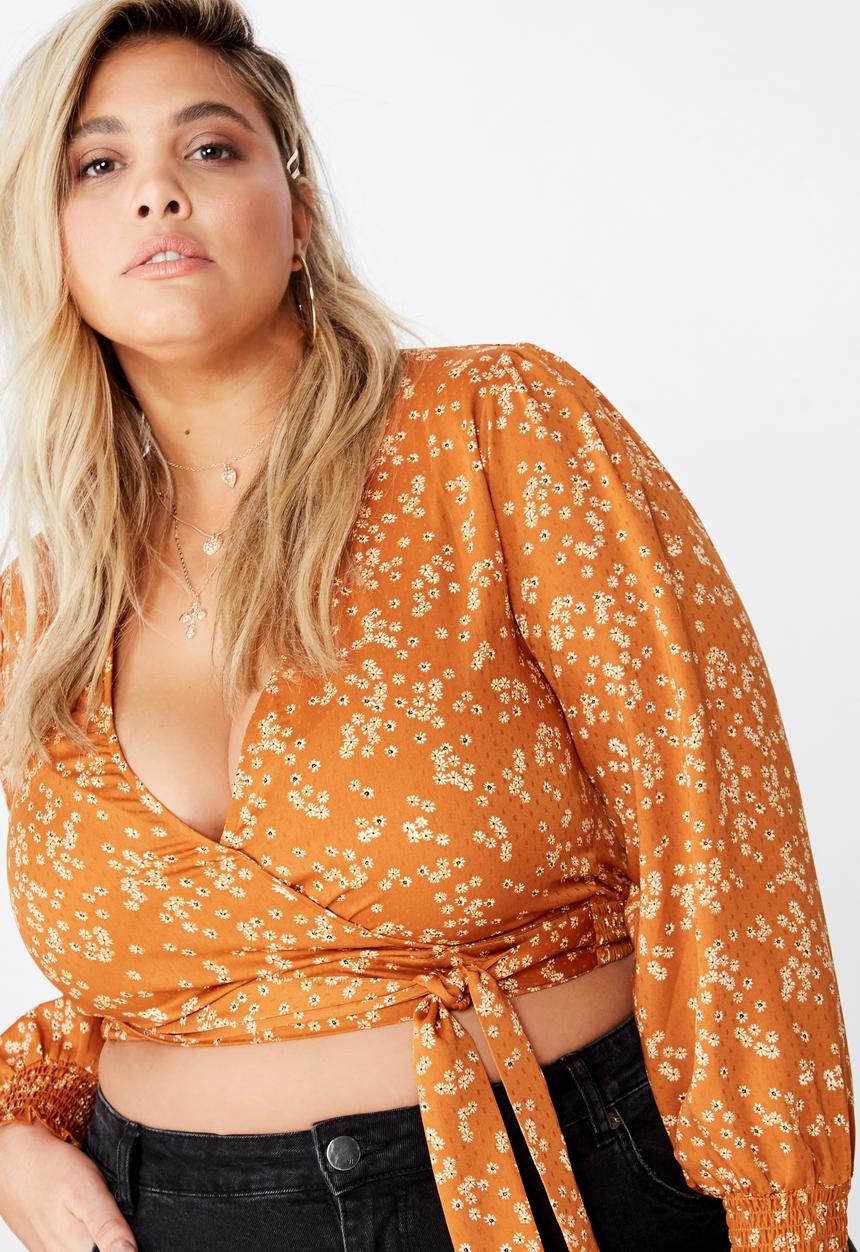 Cotton On - Curve wrap blouse - orange