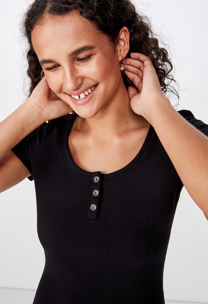 Cotton On - Gabby short sleeve mini dress - black