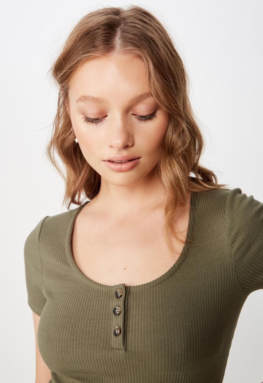 Cotton On - Gabby short sleeve mini dress - khaki
