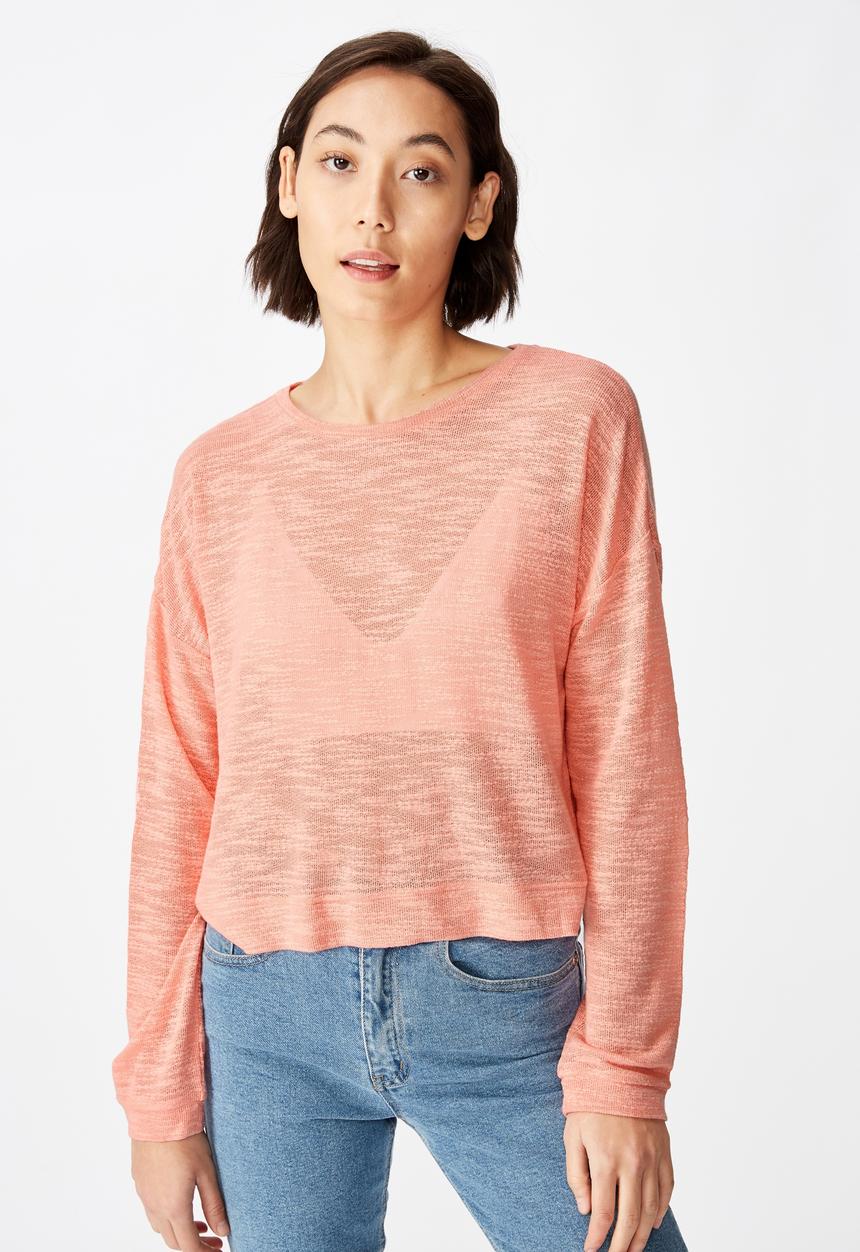 Factorie - Long sleeve textured top - pink