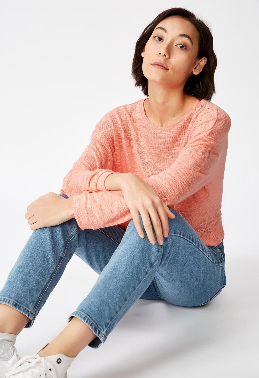 Factorie - Long sleeve textured top - pink