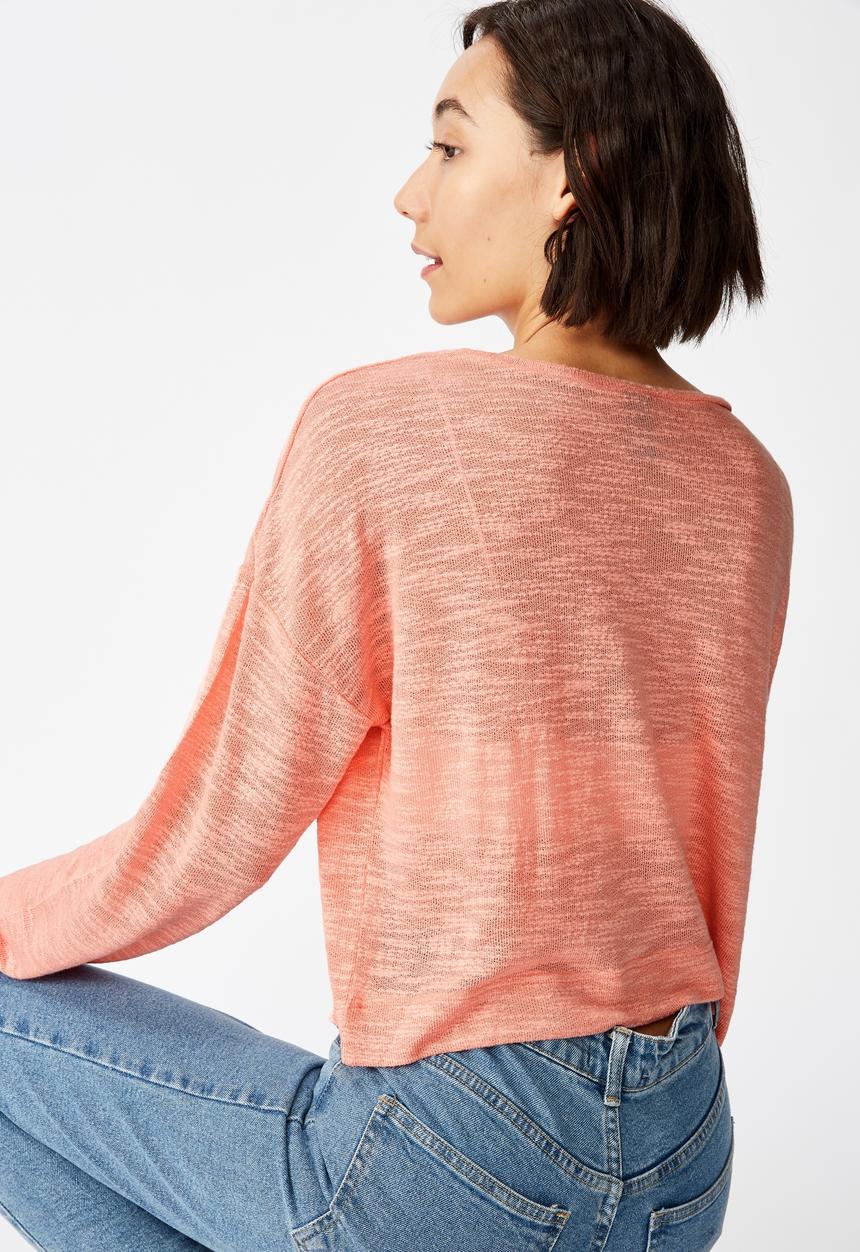 Factorie - Long sleeve textured top - pink